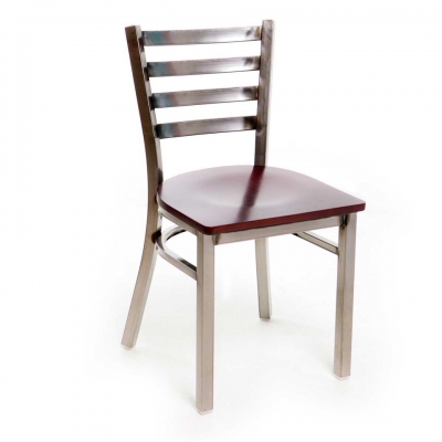 Metal Ladder Back Chair Solid Wood Seat