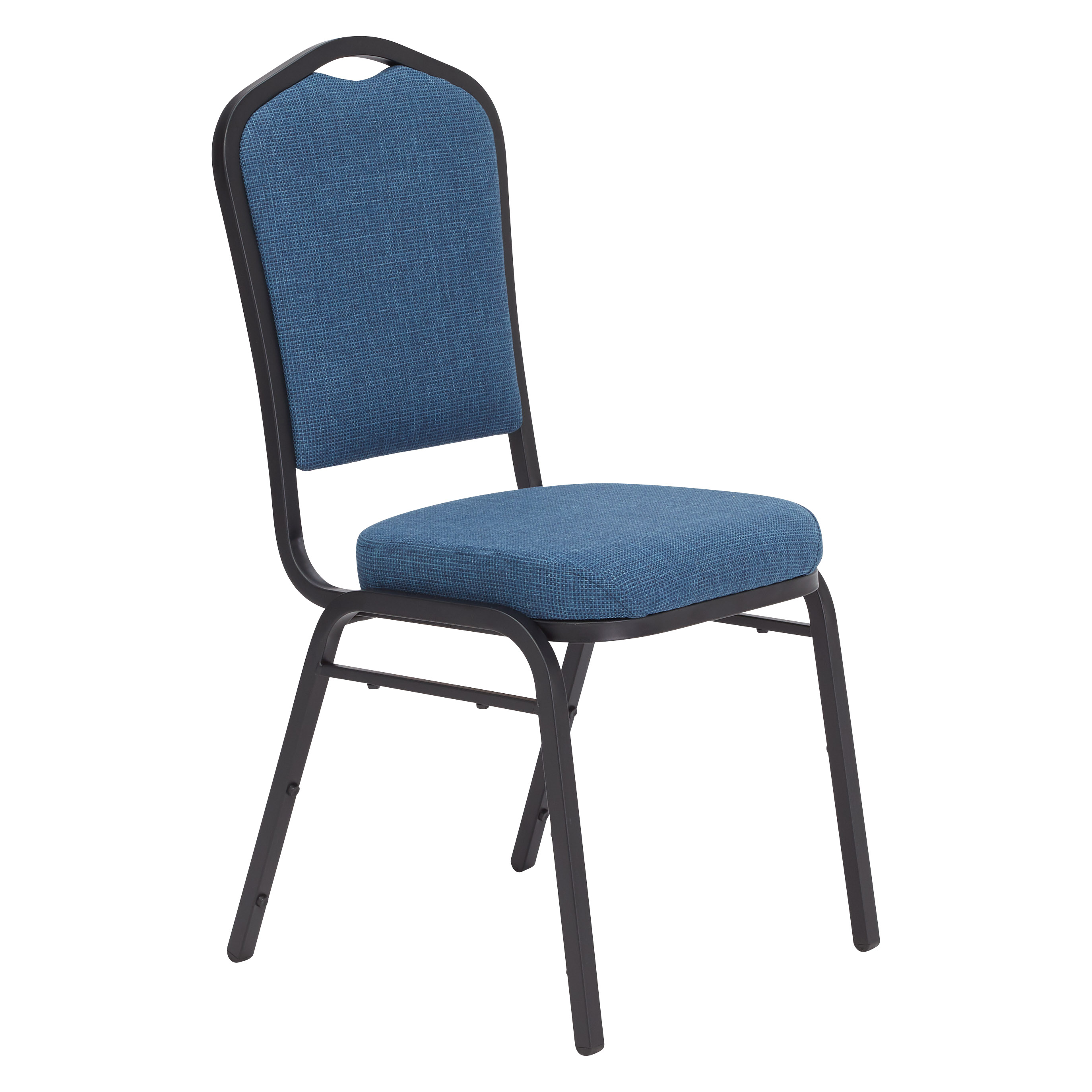 NPS 9374 Natural Blue Fabric Black Frame Silhouette Stack Chair