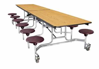 Rectangle Mobile table with Stools Mobile Cafeteria Tables with Stools