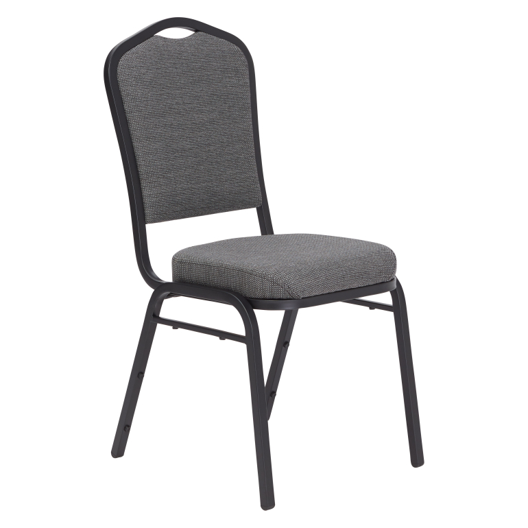 9362 NPS Greystone Fabric Black Frame Silhouette Stack Chair