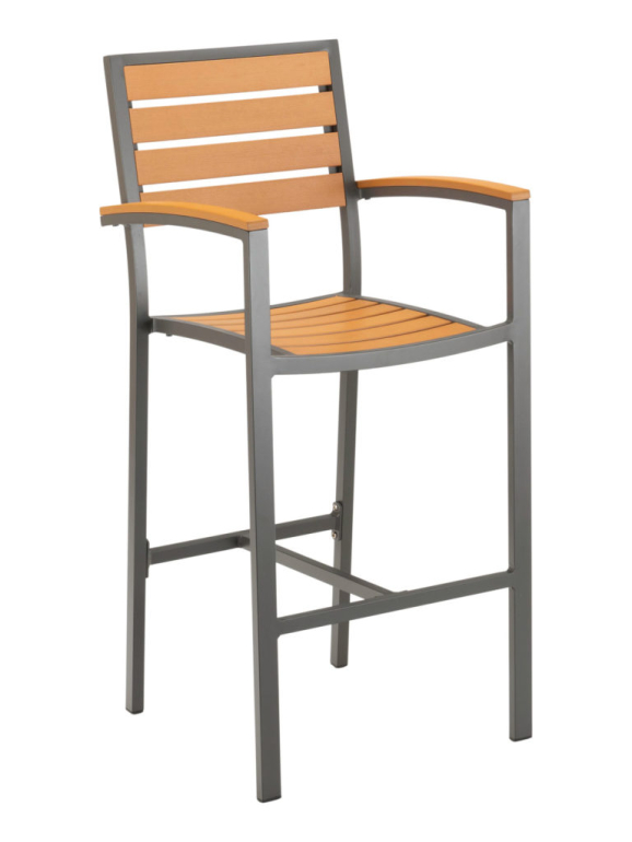 Faux Teak Outdoor Stool