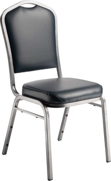 NPS 9300 Silhouette Stack Chair Blue Vinyl Silvervein Frame