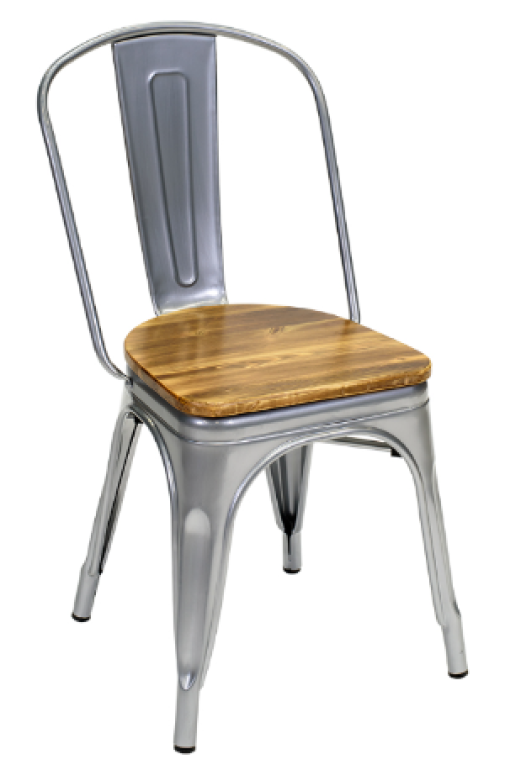 Rustic Metal Chair Solid Wood Seat