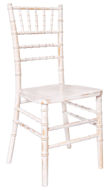 White Distressed Wood Chiavari Chair