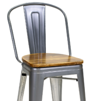 Rustic Metal Barstool Solid Wood Seat thumbnail