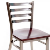 Metal Ladder Back Chair Solid Wood Seat thumbnail