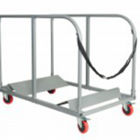 Round Tables store and transport with ease on this handy cart