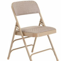 Beige Fabric Seat & Back-Beige Frame All Steel Folding Chair