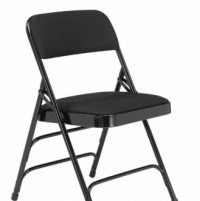 Black Fabric Seat & Back/ Black Frame All Steel Folding Chair