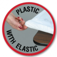 Plastic table cloth with elastic