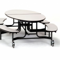 Elliptical Mobile Table with Benches