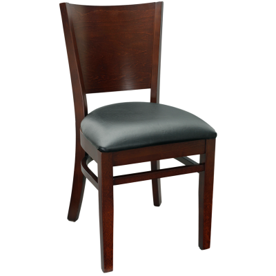 Wood Flared Back wood chairs for restaurant seating, commercial wood with upholstered seat or solid wood seat