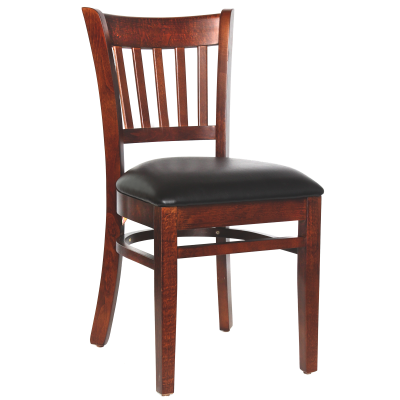 Wood Floating Slat Back wood chairs for restaurant seating, commercial wood with upholstered seat or solid wood seat
